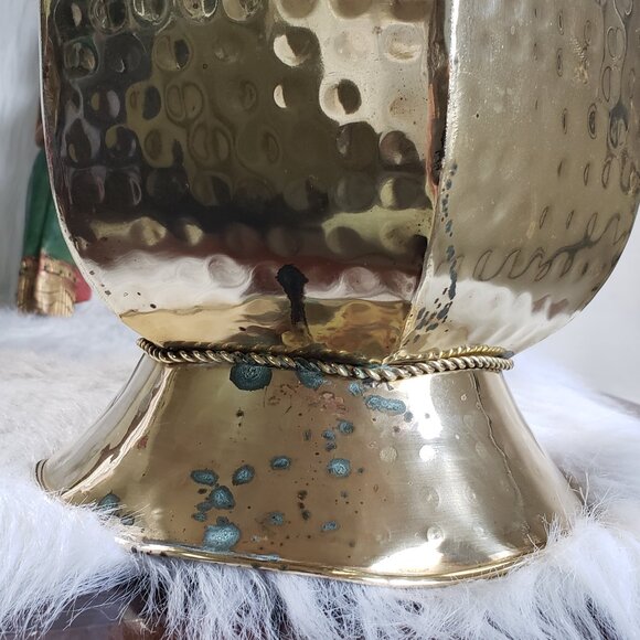 1990's Vintage MCM Decor Handmade India Hammered Rope Brass Urn Style Vase - Picture 3 of 16